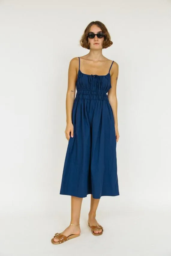 Ciao Lucia Long Dresses Gabriela Dress Navy Washed Cotton 8211 Women