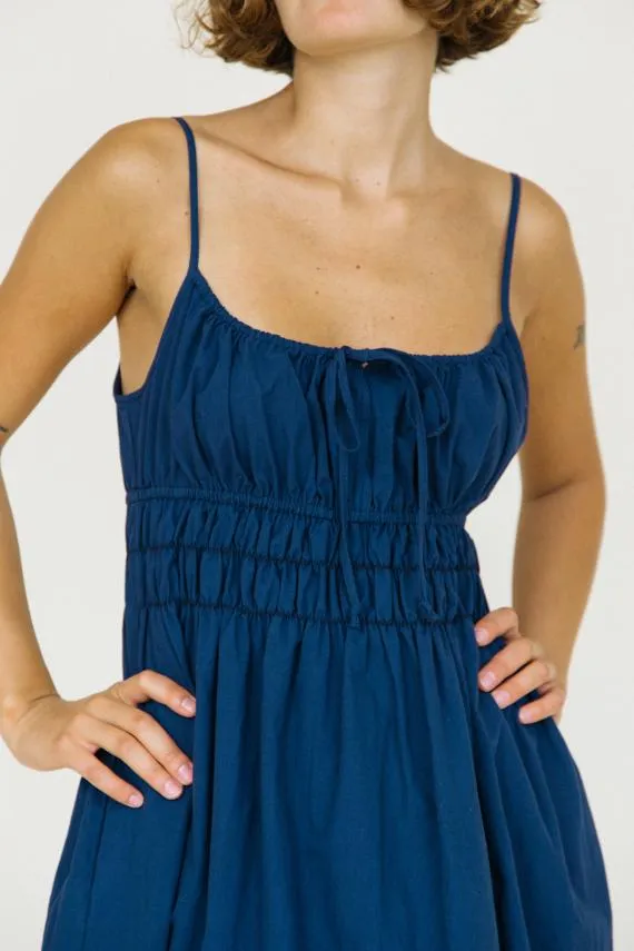 Ciao Lucia Long Dresses Gabriela Dress Navy Washed Cotton 8211 Women