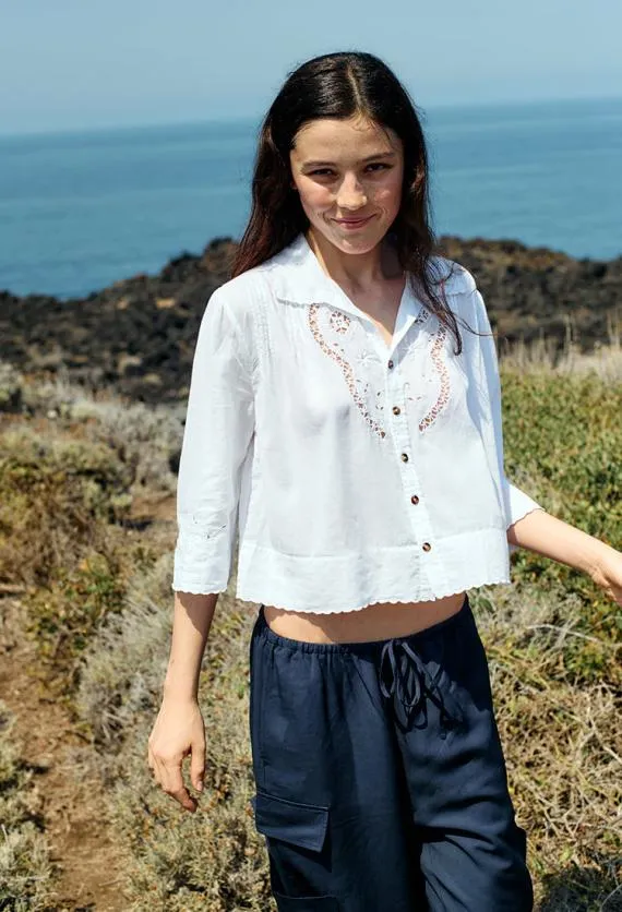 Ciao Lucia Long Sleeve Tops Cezanne White Cotton Bracelet Sleeve Top 8211 Women