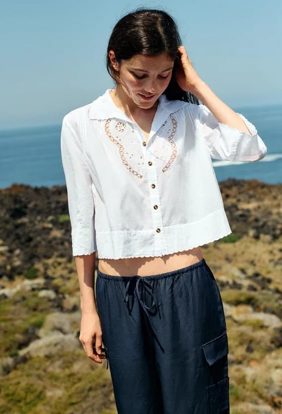 Ciao Lucia Long Sleeve Tops Cezanne White Cotton Bracelet Sleeve Top 8211 Women