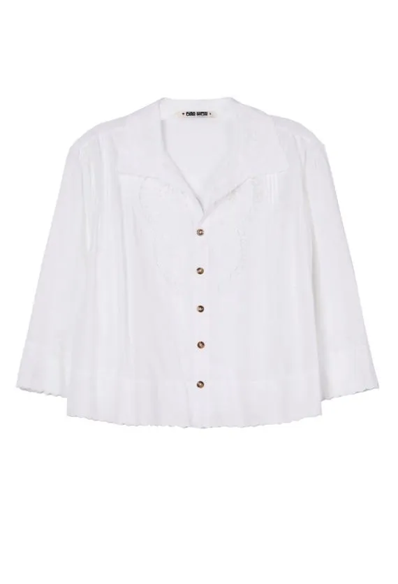 Ciao Lucia Long Sleeve Tops Cezanne White Cotton Bracelet Sleeve Top 8211 Women