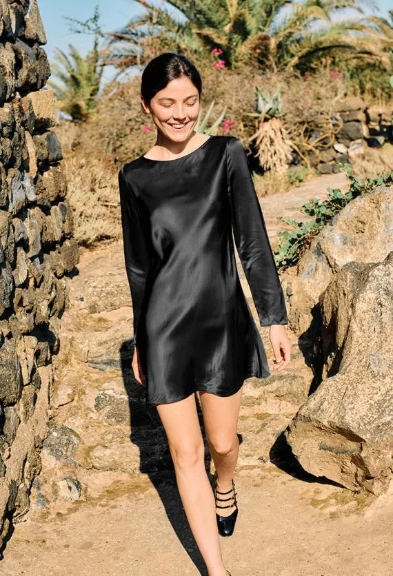 Ciao Lucia Satin Dresses Patrice Black Satin Mini Dress 8211 Women