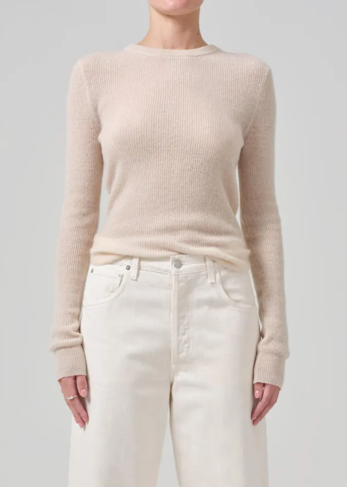 Citizens Of Humanity Alessia Crewneck Sweater In Cream Women Tops