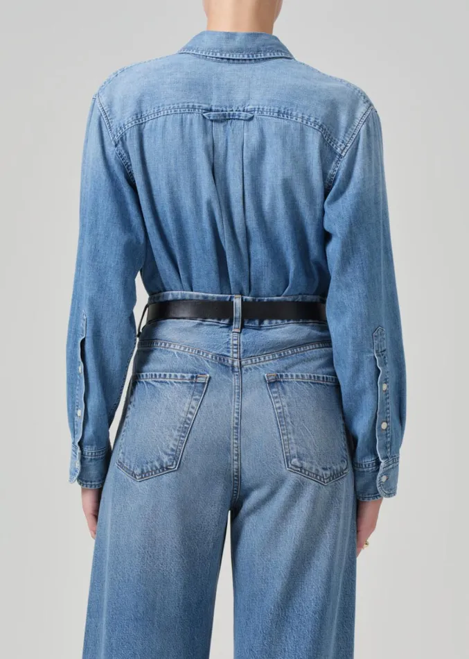 Citizens Of Humanity Baby Shay Cropped Shirt In Carolina Blue Women Tops