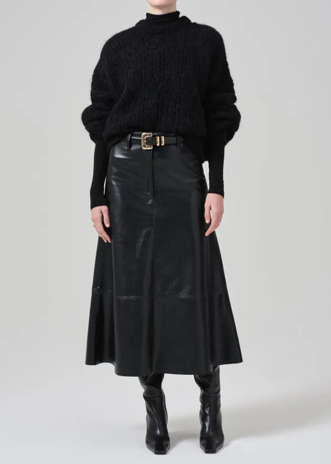 Citizens Of Humanity Cassia Leather Skirt In Black Women Shorts and Skirts