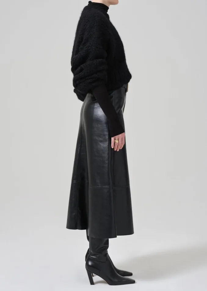 Citizens Of Humanity Cassia Leather Skirt In Black Women Shorts and Skirts