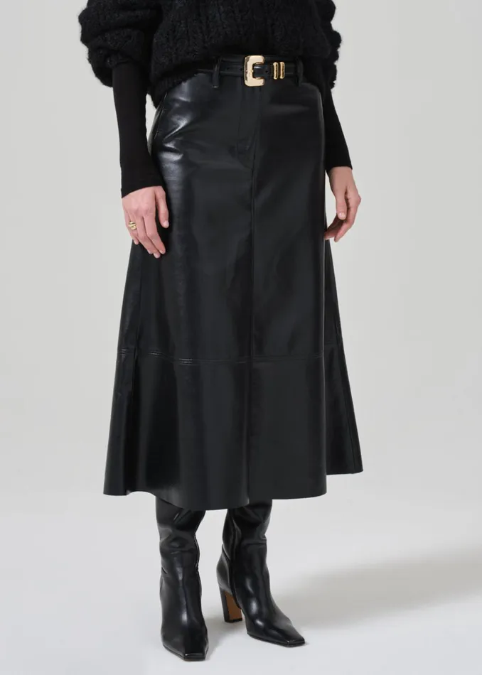 Citizens Of Humanity Cassia Leather Skirt In Black Women Shorts and Skirts