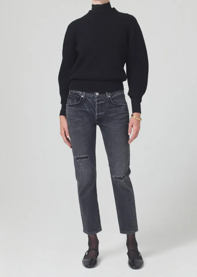 Citizens Of Humanity Emerson Mid Rise Relaxed 27034 In Black Pepper Women Jeans