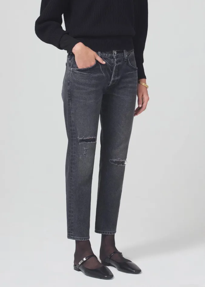 Citizens Of Humanity Emerson Mid Rise Relaxed 27034 In Black Pepper Women Jeans