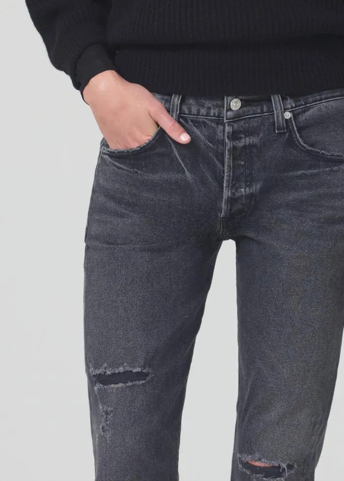 Citizens Of Humanity Emerson Mid Rise Relaxed 27034 In Black Pepper Women Jeans
