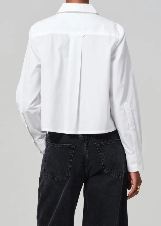 Citizens Of Humanity Fino Boxy Cropped Tuxedo In White Women Tops