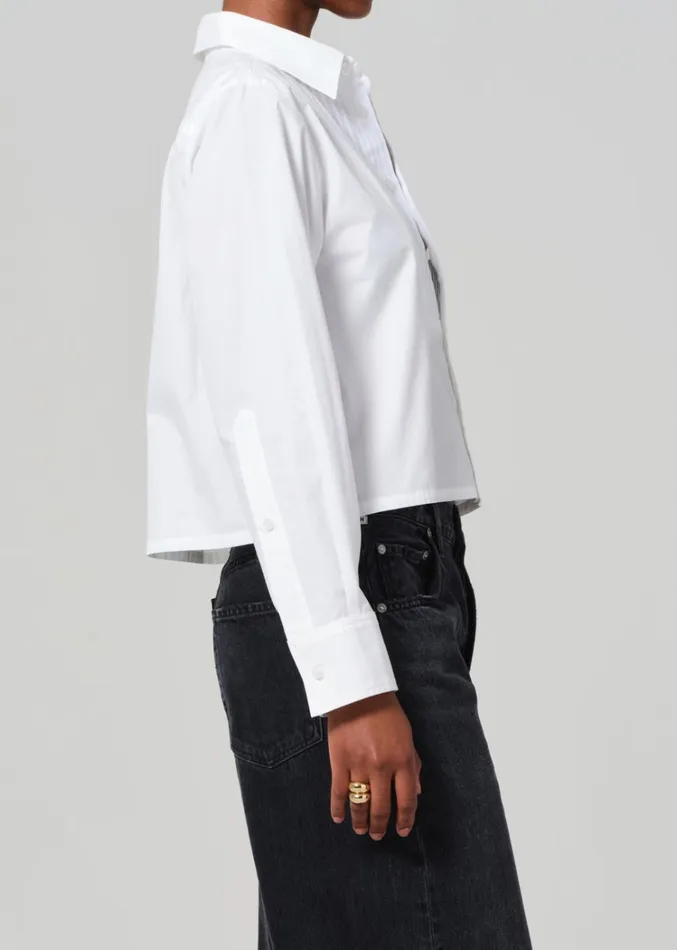 Citizens Of Humanity Fino Boxy Cropped Tuxedo In White Women Tops