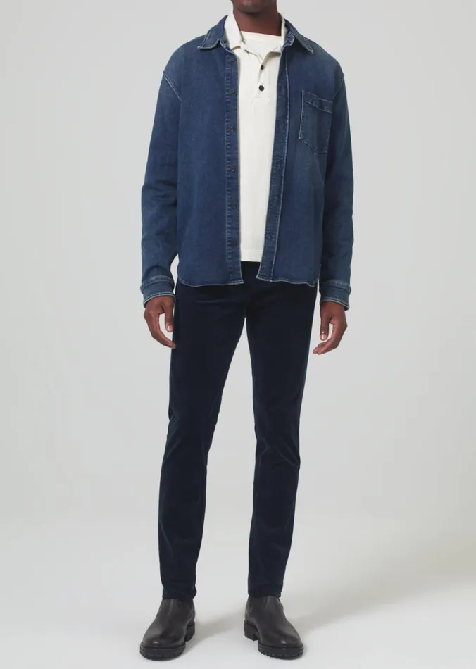 Citizens Of Humanity London Tapered Slim Velvet In Navy Men Pants