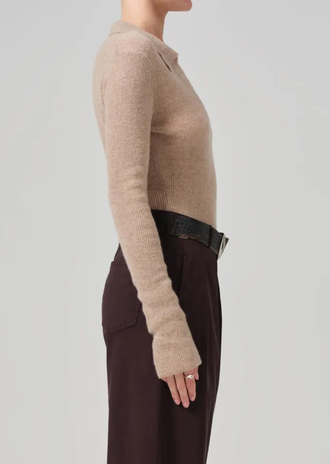 Citizens Of Humanity Simone Polo Sweater In Fawn Women Tops