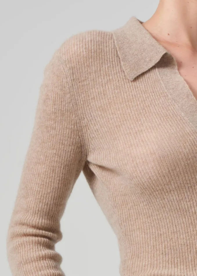 Citizens Of Humanity Simone Polo Sweater In Fawn Women Tops