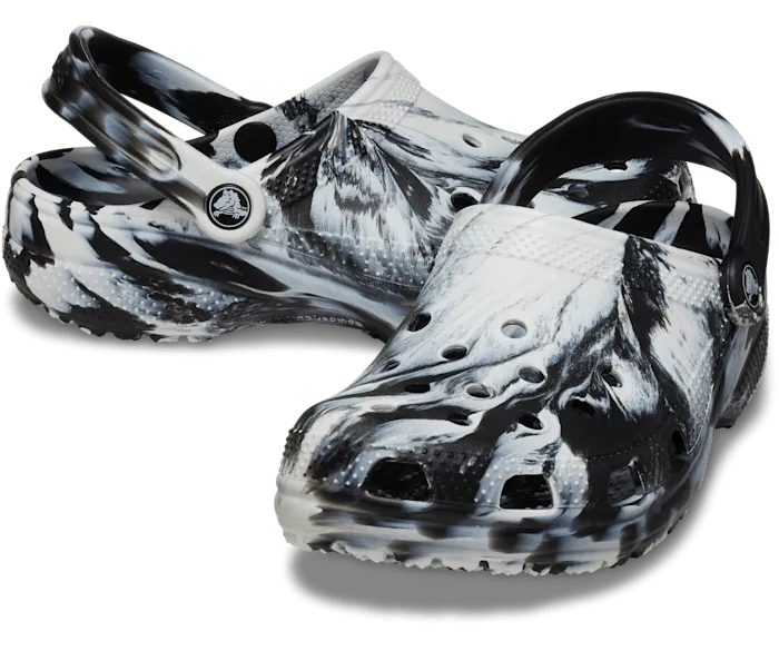 Classic Marbled Clog White Black Men Crocs Clogs