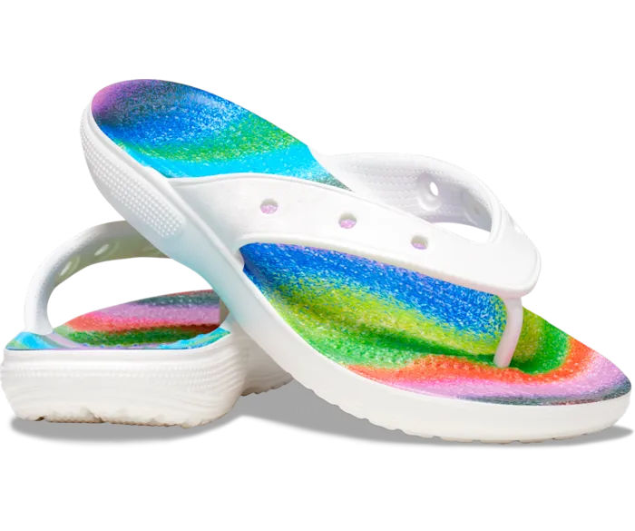 Classic Spray Dye Flip White Multi Men Crocs Sandals