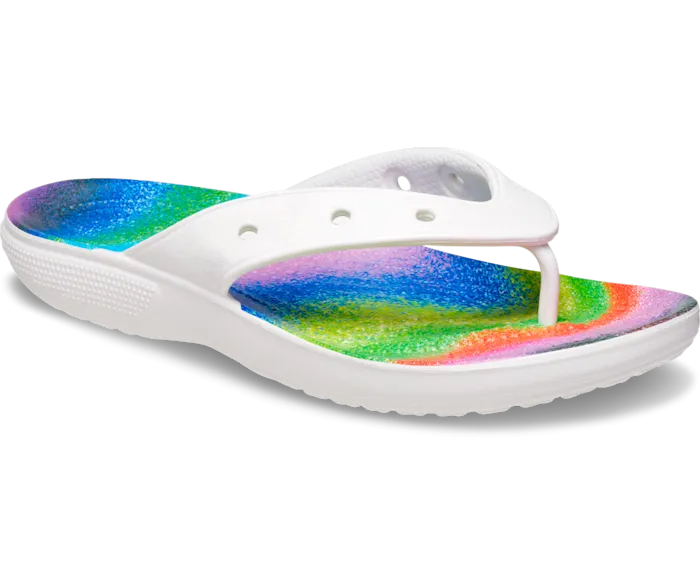 Classic Spray Dye Flip White Multi Men Crocs Sandals