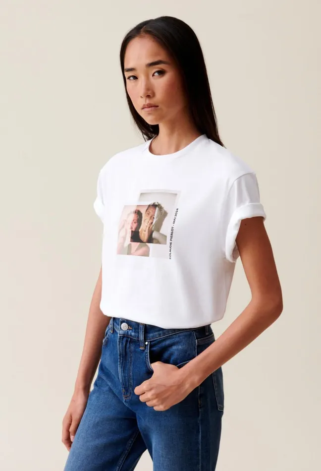 Claudie Pierlot 29 Me039s Of The Month TShirt 8211 052924 Ecru Women TShirts