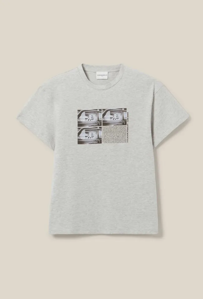 Claudie Pierlot 29 Me039s Of The Month TShirt 8211 062924 Mottled Grey Women TShirts Claudie Pierlot 29 Me039s Of The Month TShirt 8211 062924 Mottled Grey Women TShirts