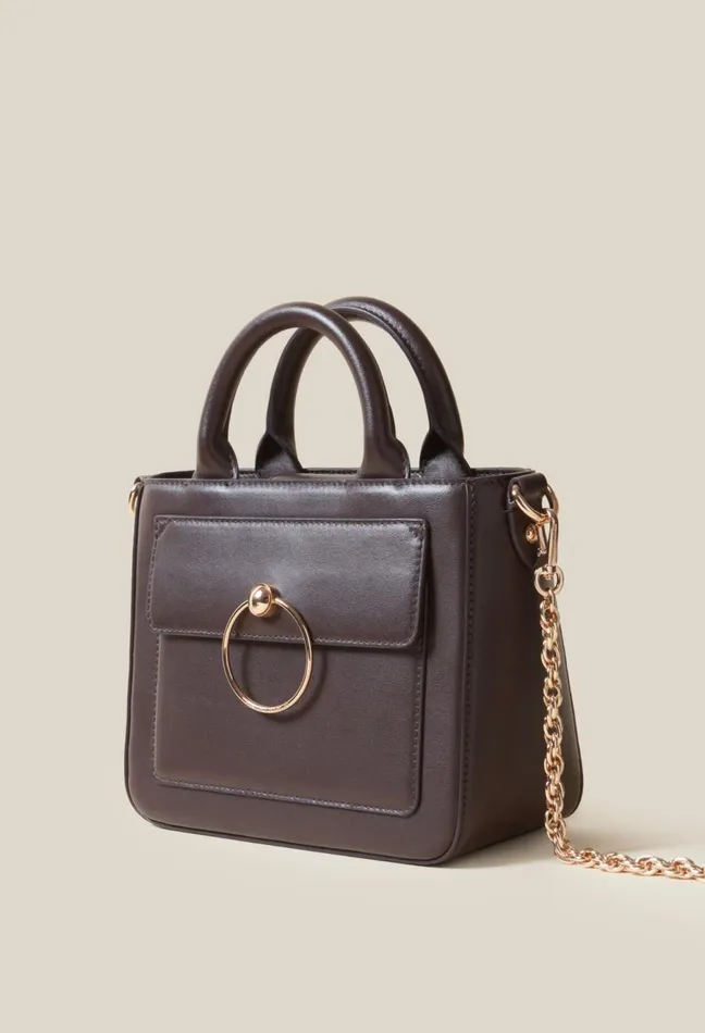 Claudie Pierlot Anouck Smooth Leather Chain Bag Brown Women Crossbody Bags Claudie Pierlot Anouck Smooth Leather Chain Bag Brown Women Crossbody Bags