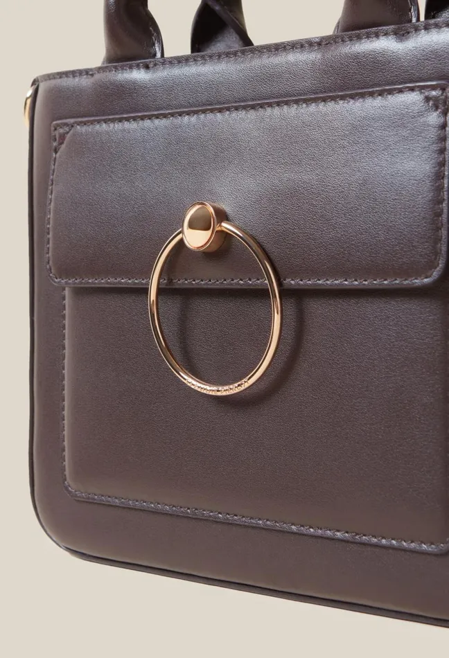 Claudie Pierlot Anouck Smooth Leather Chain Bag Brown Women Crossbody Bags Claudie Pierlot Anouck Smooth Leather Chain Bag Brown Women Crossbody Bags