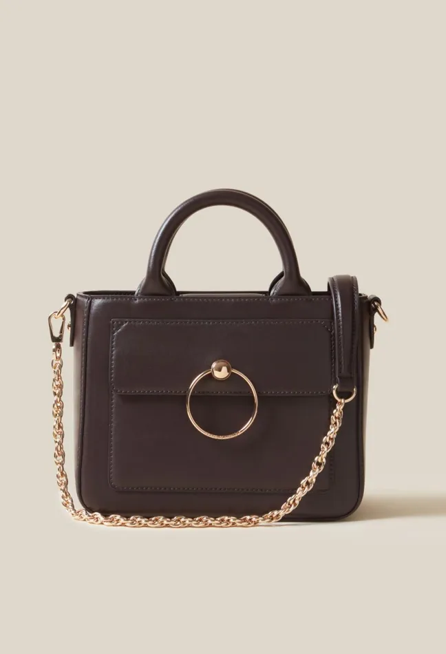 Claudie Pierlot Anouck Smooth Leather Chain Bag Brown Women Crossbody Bags Claudie Pierlot Anouck Smooth Leather Chain Bag Brown Women Crossbody Bags