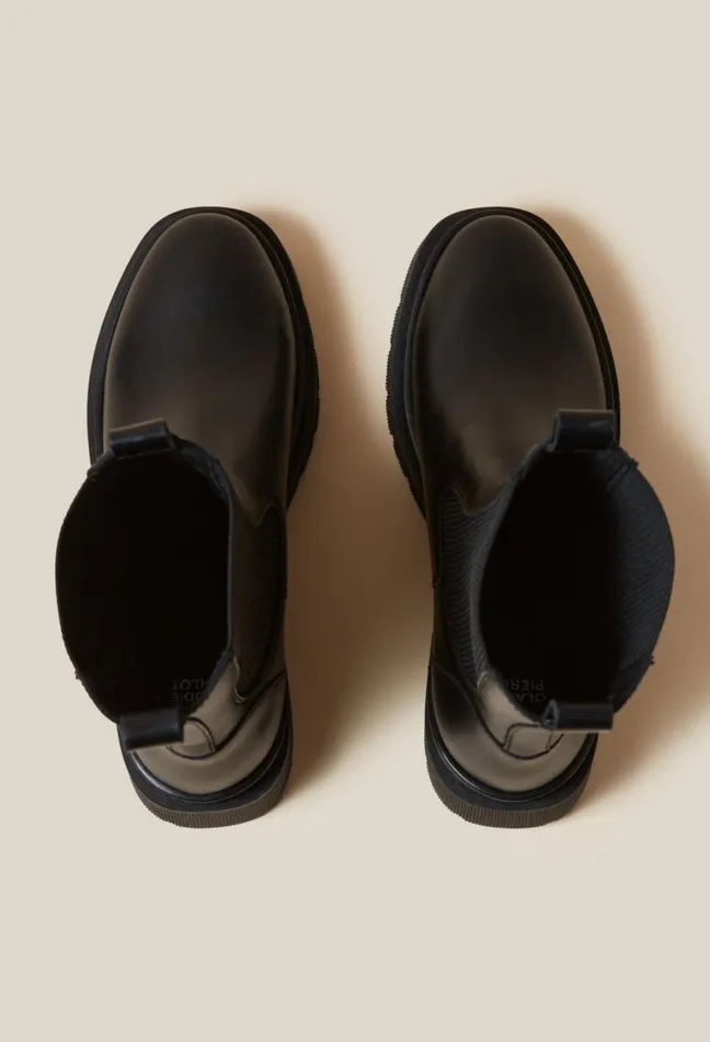 Claudie Pierlot Black Leather Chelsea Boots Women Ankle Boots Claudie Pierlot Black Leather Chelsea Boots Women Ankle Boots