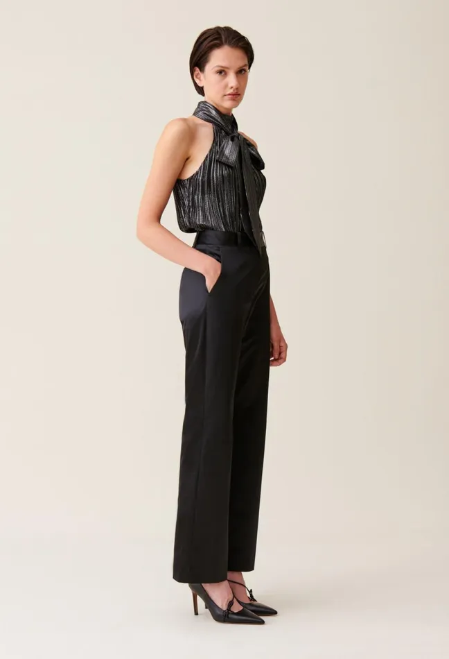 Claudie Pierlot Black Slim Satin Trousers Women Jeans And Trousers Claudie Pierlot Black Slim Satin Trousers Women Jeans And Trousers
