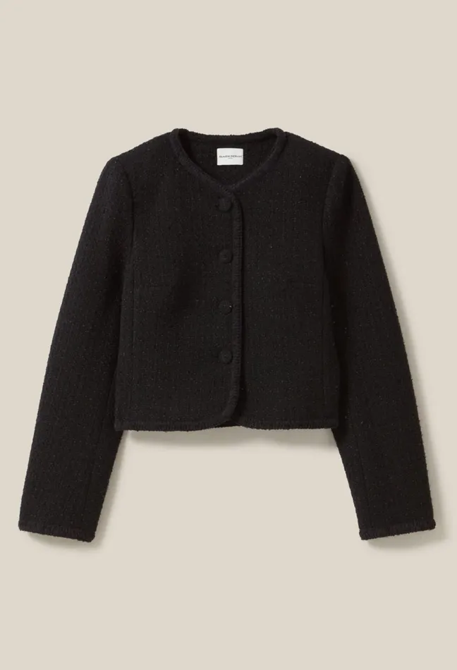 Claudie Pierlot Black Straight Tweed Jacket Women Jackets Claudie Pierlot Black Straight Tweed Jacket Women Jackets