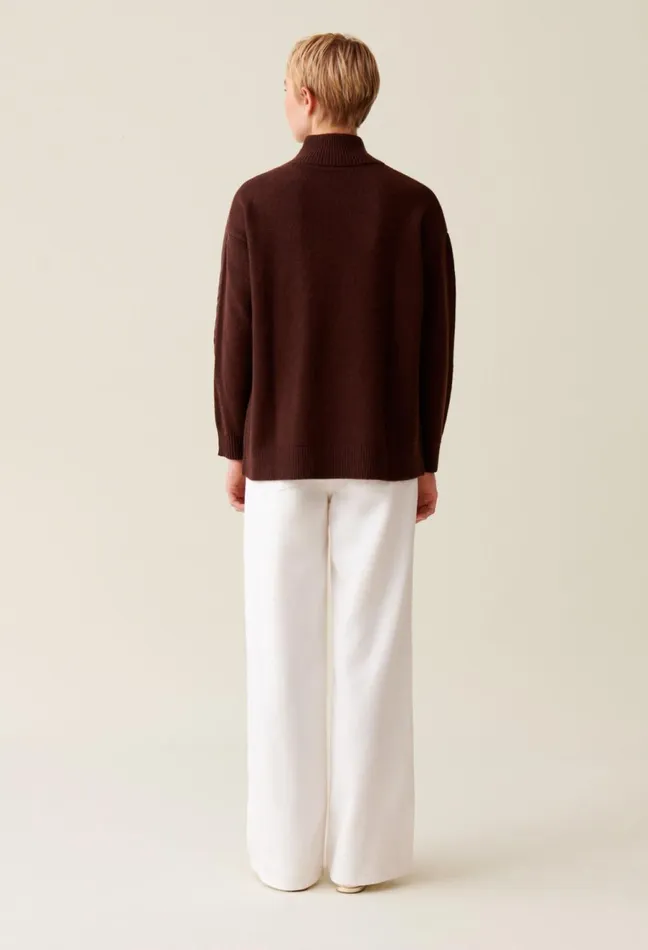 Claudie Pierlot Brown ZipUp High Neck Jumper Chocolate Women Knitwear And Cardigans Claudie Pierlot Brown ZipUp High Neck Jumper Chocolate Women Knitwear And Cardigans