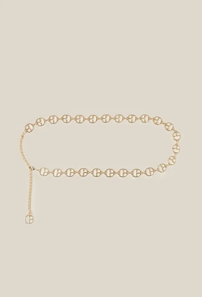 Claudie Pierlot Chain Monogram Belt Gold Women Belts Claudie Pierlot Chain Monogram Belt Gold Women Belts