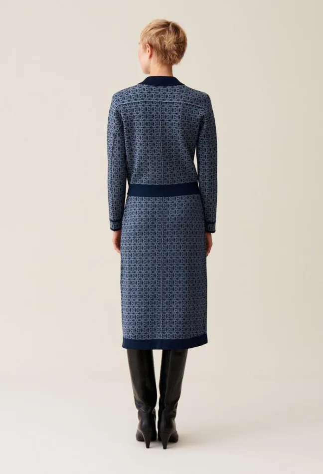 Claudie Pierlot Cp Monogram Cardigan With Collar Navy Women Knitwear And Cardigans