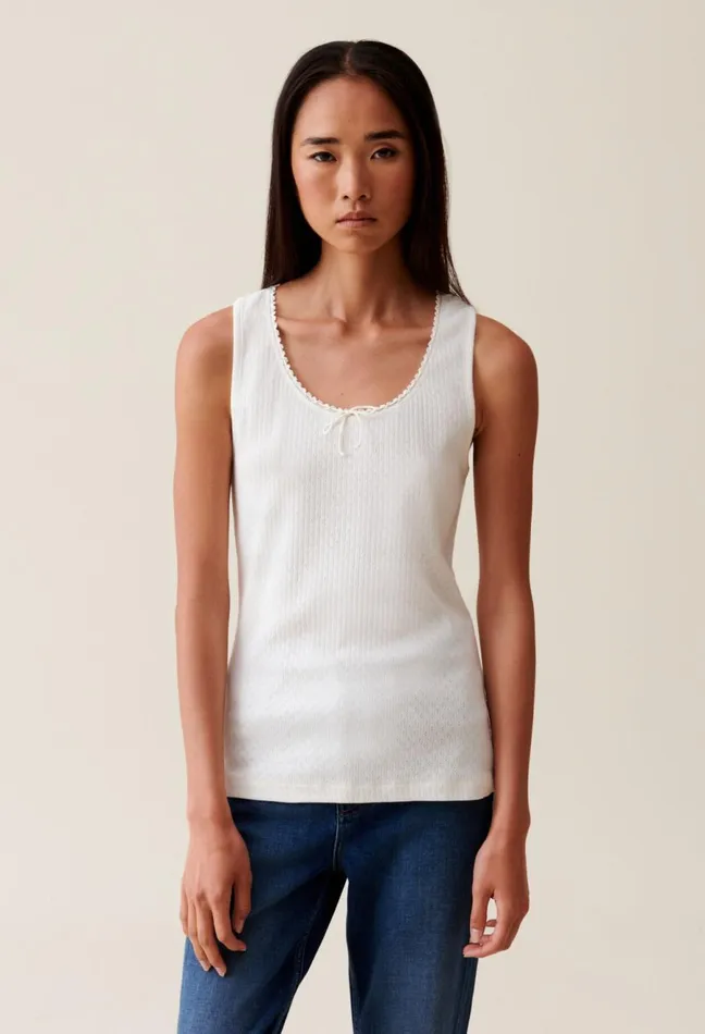 Claudie Pierlot Ecru Lace Tank Top Women Tops And Shirts Claudie Pierlot Ecru Lace Tank Top Women Tops And Shirts