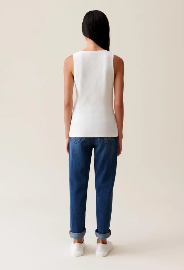 Claudie Pierlot Ecru Lace Tank Top Women Tops And Shirts Claudie Pierlot Ecru Lace Tank Top Women Tops And Shirts