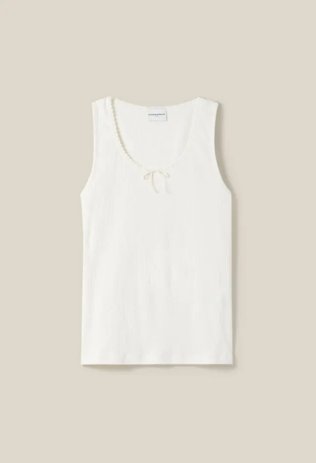 Claudie Pierlot Ecru Lace Tank Top Women Tops And Shirts Claudie Pierlot Ecru Lace Tank Top Women Tops And Shirts