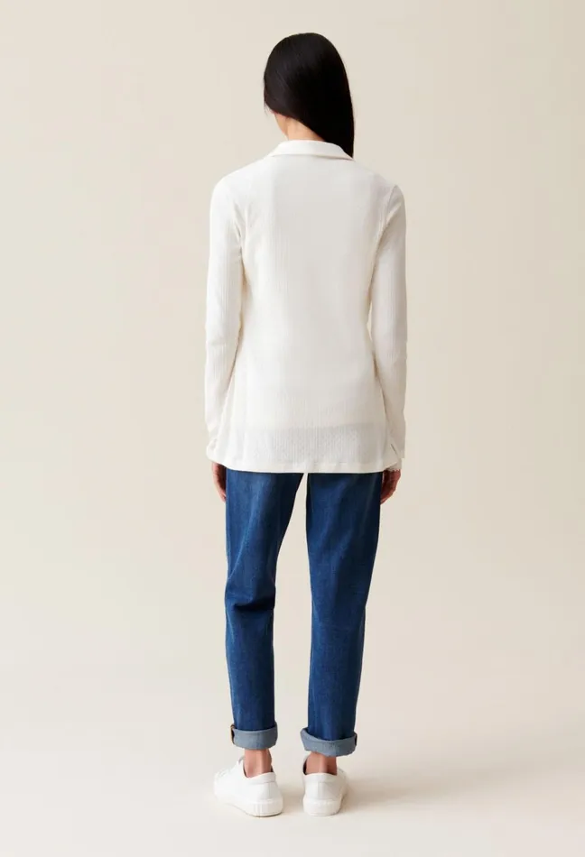 Claudie Pierlot Ecru Shirt Collar Top Women Knitwear And Cardigans