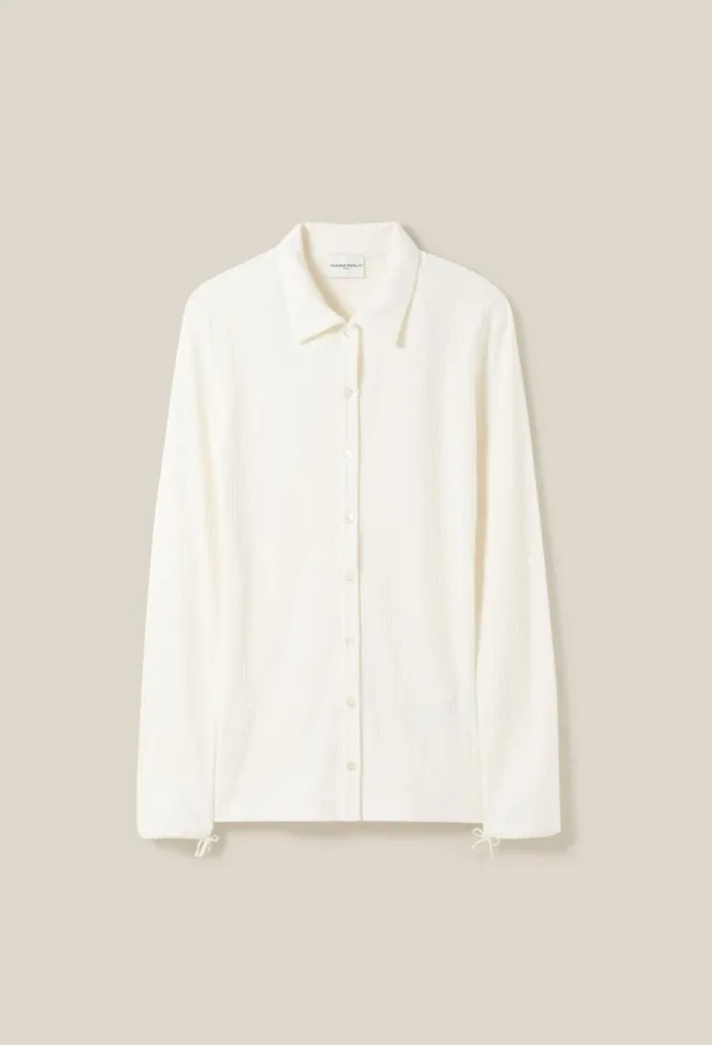 Claudie Pierlot Ecru Shirt Collar Top Women Knitwear And Cardigans