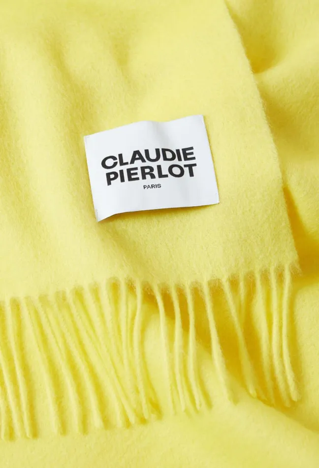 Claudie Pierlot Fringed Scarf Yellow Women Scarves Hats And Gloves Claudie Pierlot Fringed Scarf Yellow Women Scarves Hats And Gloves