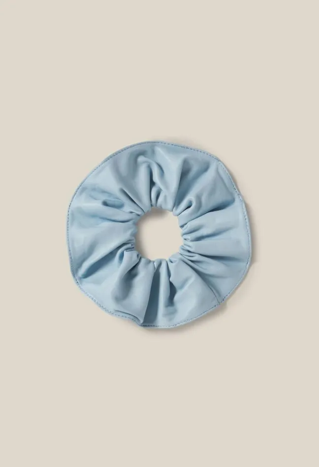 Claudie Pierlot Leather Scrunchie With Topstitching Sky Blue Women Jewellery And Scrunchies