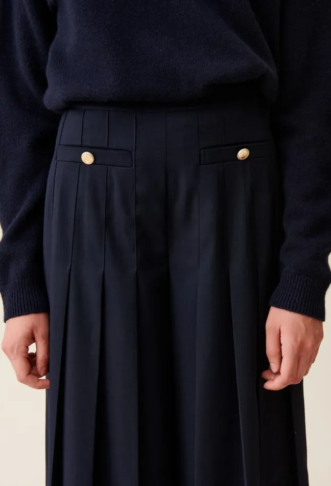 Claudie Pierlot Navy Blue LooseFit Creased Trousers Women Jeans And Trousers