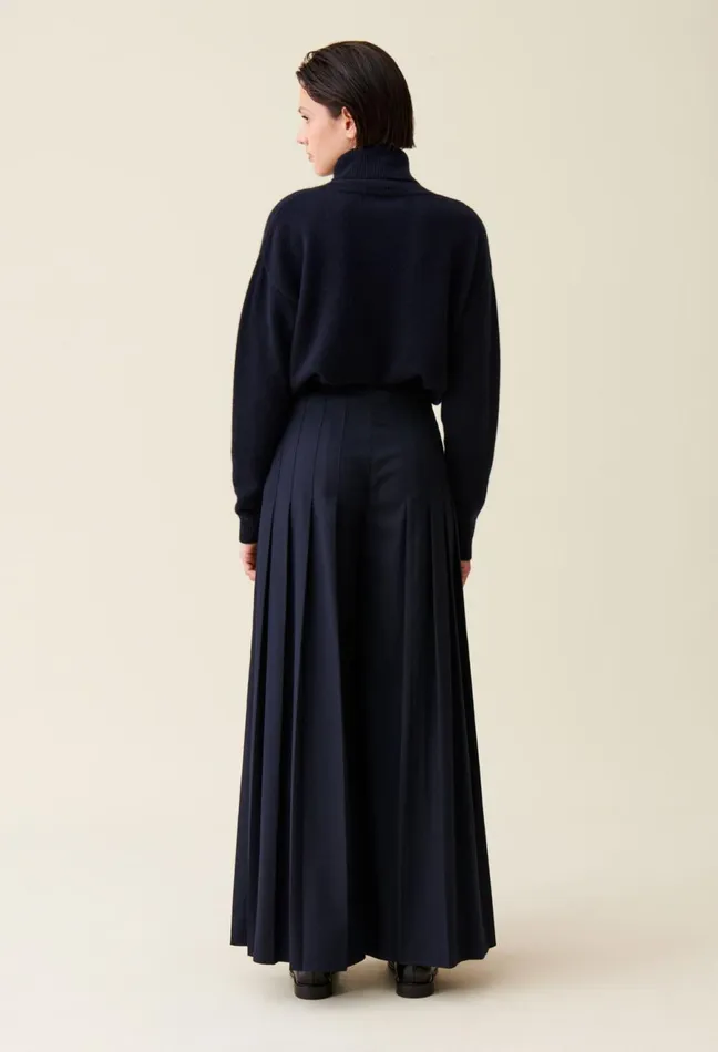 Claudie Pierlot Navy Blue LooseFit Creased Trousers Women Jeans And Trousers