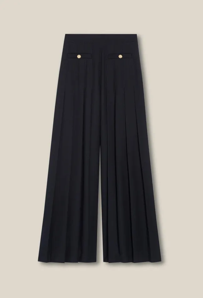 Claudie Pierlot Navy Blue LooseFit Creased Trousers Women Jeans And Trousers