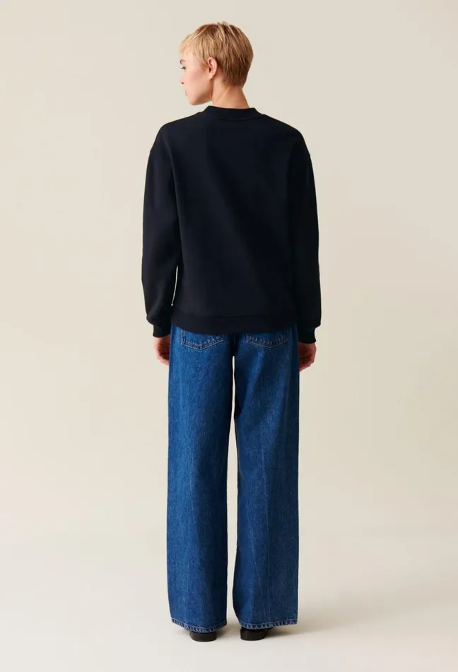 Claudie Pierlot Oversized Claudie Print Sweatshirt Navy Women Knitwear And Cardigans Claudie Pierlot Oversized Claudie Print Sweatshirt Navy Women Knitwear And Cardigans