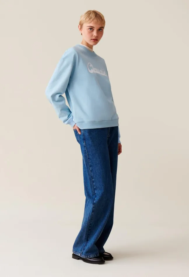 Claudie Pierlot Oversized Claudie Print Sweatshirt Sky Blue Women Sweatshirts Claudie Pierlot Oversized Claudie Print Sweatshirt Sky Blue Women Sweatshirts