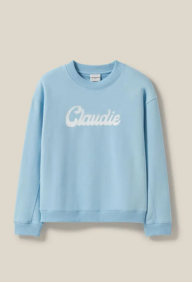 Claudie Pierlot Oversized Claudie Print Sweatshirt Sky Blue Women Sweatshirts Claudie Pierlot Oversized Claudie Print Sweatshirt Sky Blue Women Sweatshirts