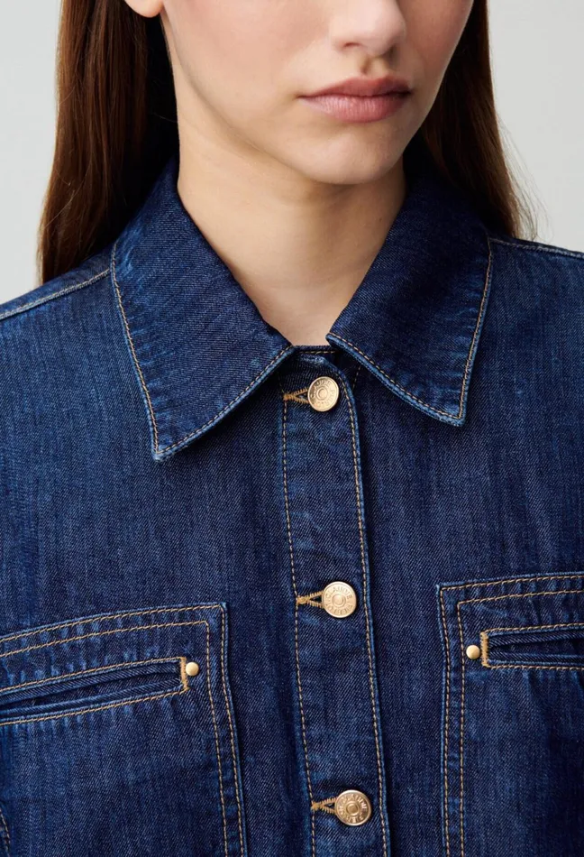 Claudie Pierlot Oversized Denim Shirt Indigo Denim Women Tops And Shirts Claudie Pierlot Oversized Denim Shirt Indigo Denim Women Tops And Shirts