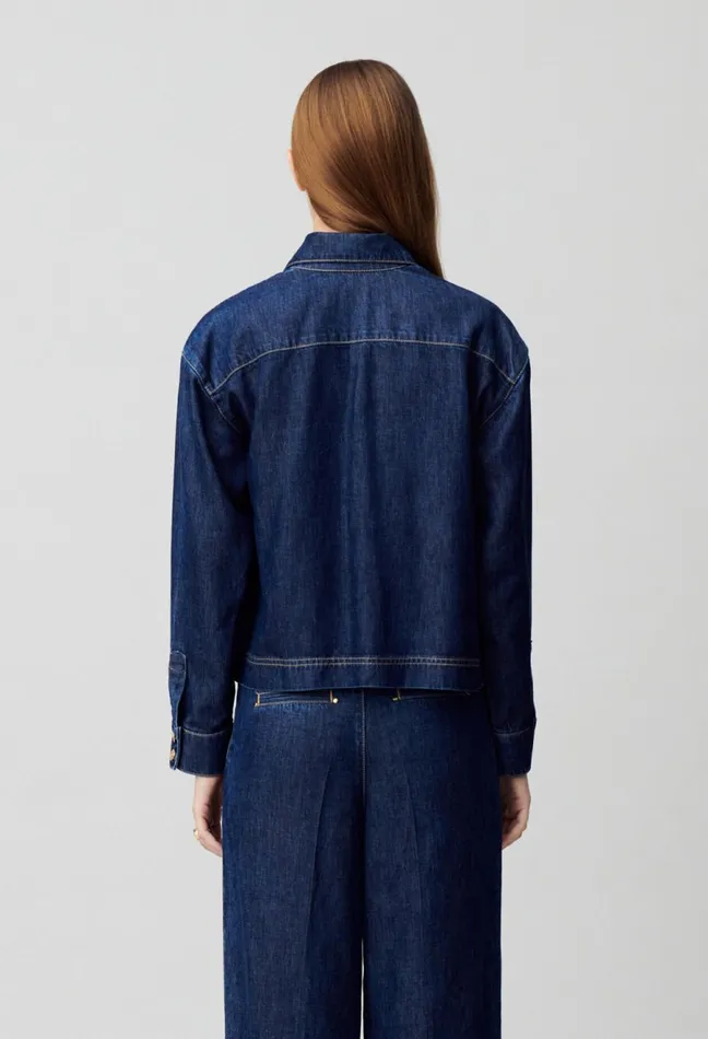 Claudie Pierlot Oversized Denim Shirt Indigo Denim Women Tops And Shirts Claudie Pierlot Oversized Denim Shirt Indigo Denim Women Tops And Shirts