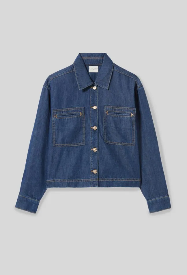 Claudie Pierlot Oversized Denim Shirt Indigo Denim Women Tops And Shirts Claudie Pierlot Oversized Denim Shirt Indigo Denim Women Tops And Shirts