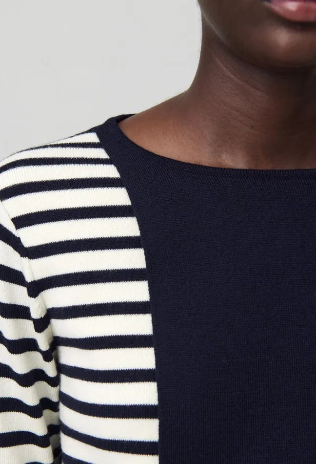 Claudie Pierlot Short Striped Jumper With Plain Flap Dualcolor Women Knitwear And Cardigans Claudie Pierlot Short Striped Jumper With Plain Flap Dualcolor Women Knitwear And Cardigans